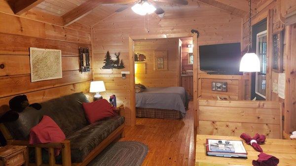 Spacious living area in The Paw Print