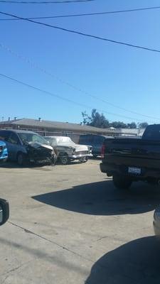 Cars waiting to get prepared.