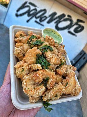 Popcorn Chicken (all white meat) and homemade Thai basil aioli