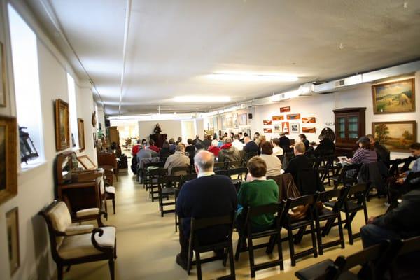 Bidders at an auction at Gray's.