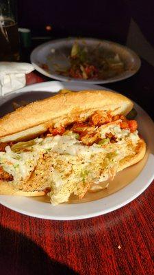 Crayfish po boy sandwich