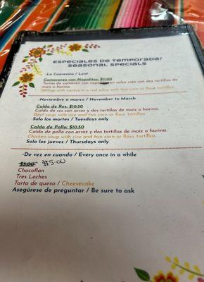 La Sabrosita Menu