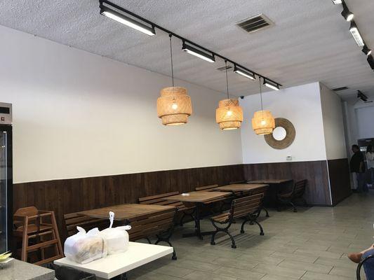 Dining area, with pick up order table in the foreground.