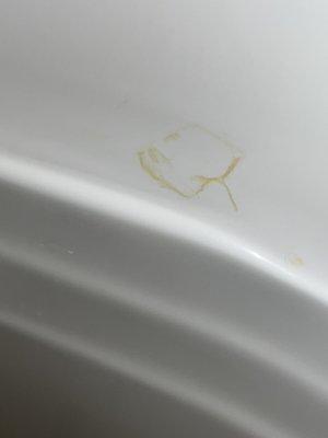 a soap stain in the shower.