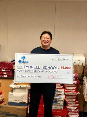 We organized a $14,000 Helping Hands Grant  for Tyrrell Elementary School