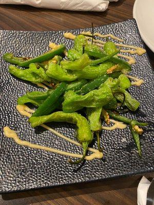 Blistered shishito peppers