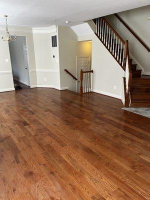 5 inch hardwood floors installed in family room.