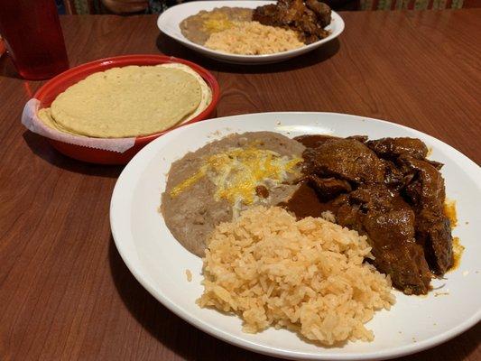 Chile Rojo plate with handmade tortillas!