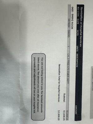 We asked for an itemized bill to explain why we are being charged for 10 min visit for a cold - no medication or treatment done