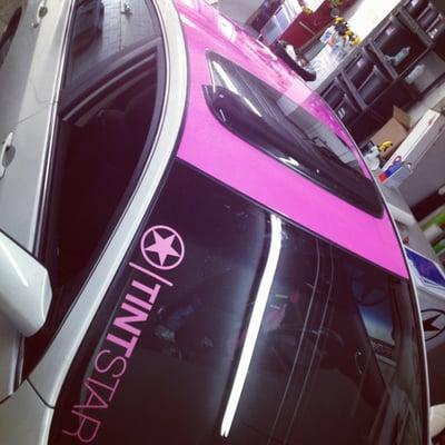 Nissan Altima pink roof wrap