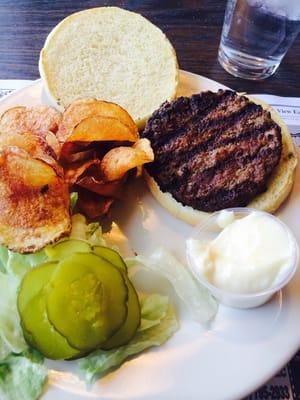 Wheel burger with their homemade chips