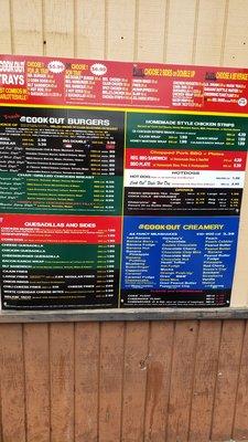 Menu next to the take-out window