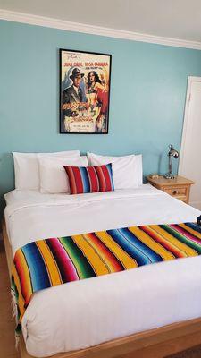 Awesome vintage Mexican movie poster and great bed!