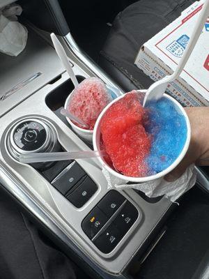 Half blue coconut and half cherry