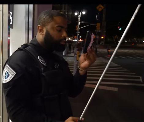 Here he snaps his baton which is an assault in NYC. The baboon needn't touch me butbthe threat is an assault a felony in New York