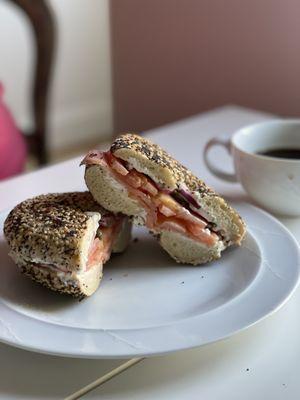 Lox tomato caper and onion!