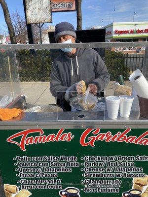 Fresh & Hot tamales NE Corner of Clark and Lunt in Rogers Park.