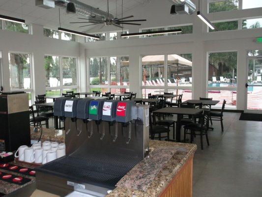 Dining room overlooking the pool