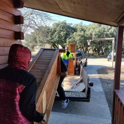 At a youth facility loading up furniture into a trailer