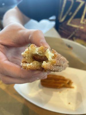 Caramel Filled Churros. My girlfriend is usually not a fan of churros but she liked it. I am not usually a fan of caramel but I liked it.