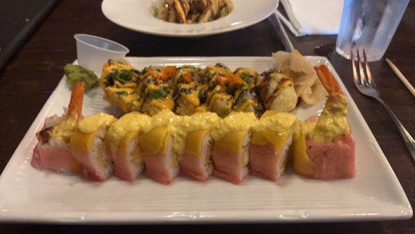 Mango dragon roll, Godzilla roll, jalapeño poppers