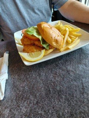 Cod sandwich and fries.