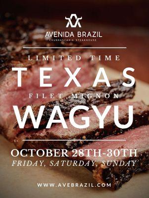 Texas Wagyu Filet Mignon October 28th-30th