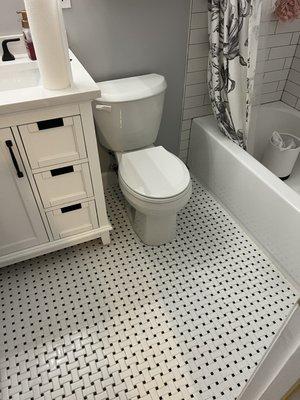 Bathroom clean after pulling toilet to snake the main line