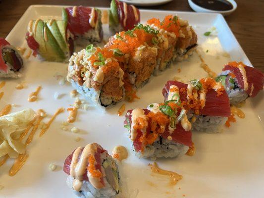 Kinky Roll, Double spicy tuna, and a special roll