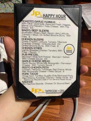 Happy hour menu