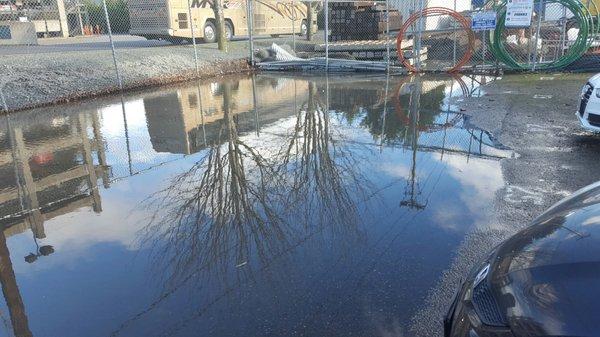 Parking lot on Occidental Avenue in SoDo might be a little bit more usable if half of it wasn't under water