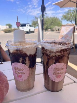 Blended campfire on left, iced churro latte on right