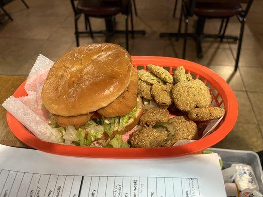 Crispy Chicken Aioli Sandwich Fried Pickles