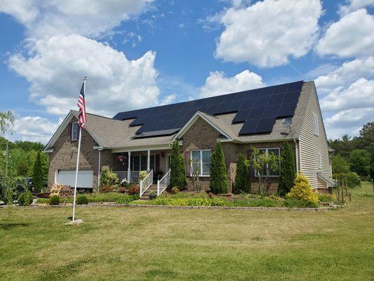 Black solar panels manufactured by roofing leader CertainTeed, est. 1904