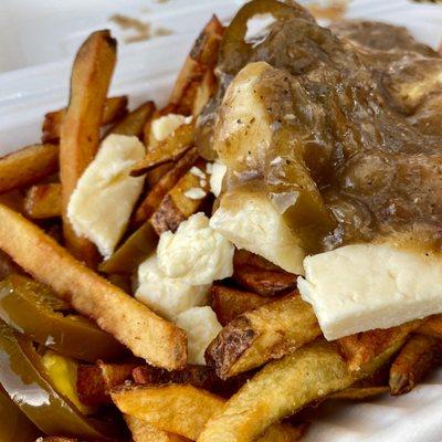 Poutine Fries with Cheese Curds and Beef Gravy plus Jalapeños - Potato Champion Food Cart