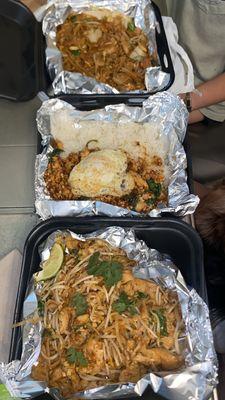 pad thai, pad kra pao, pad see ew(farthest back)