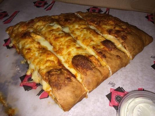 The large buffalo chicken calzone. Gigantic, affordable and delicious. One of the best calzones around.