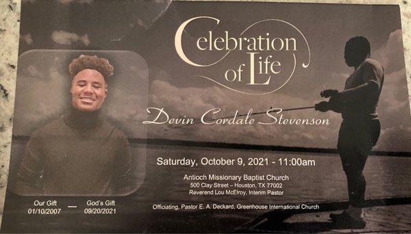 Celebration of Life for Devin Stevenson