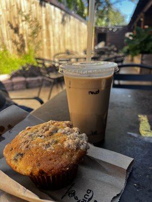 Blueberry muffin and Mud coffee