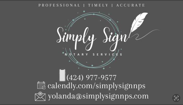 Simply Sign Notary Services is open for business. Call today!