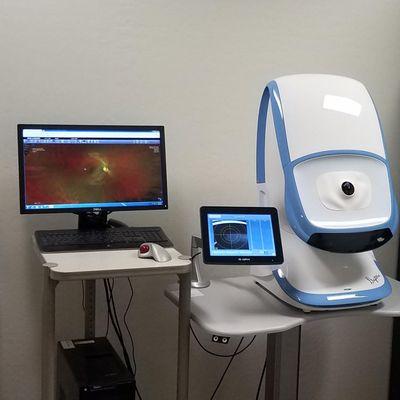 Optomap is an alternative to the dilated retinal exam. Easy as taking a picture minus the side effects of dilation.