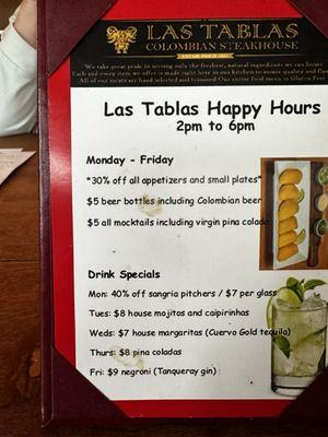 Crusty happy hour menu