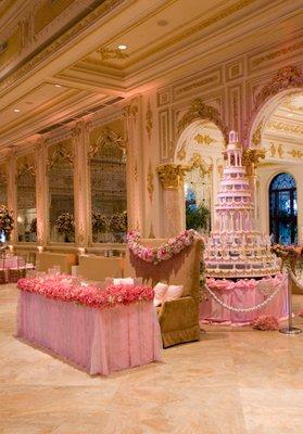 Six Foot Wedding Cake flown in from Europe for a Mar A Lago Wedding in Palm Beach