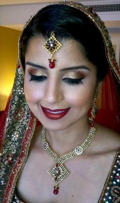 Indian Bride, Bold Makeup and Updo