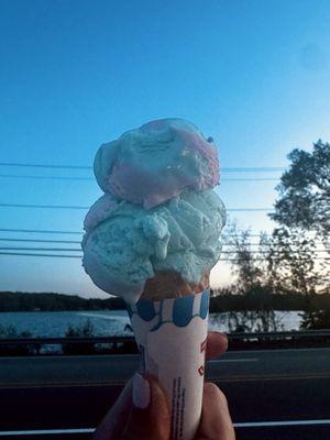 Cotton Candy Icecream on a Sugar Cone