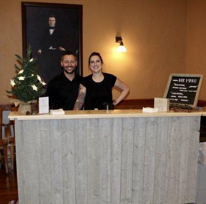 Our custom made wooden bar is available to rent!