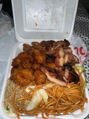 Spicy Orange Chicken, Teriyaki Chicken, Fried Rice, Chow Mein