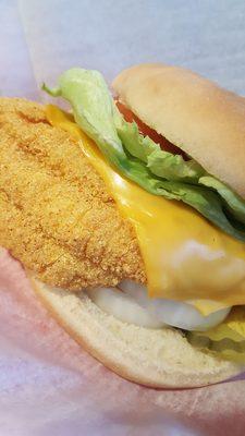 Fried catfish sandwich with cheese