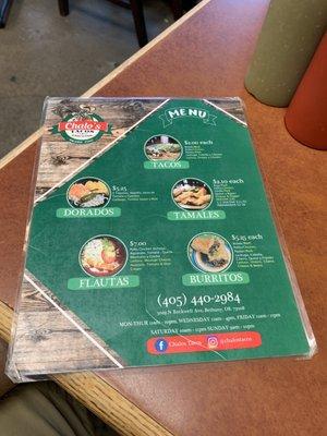 Menu front