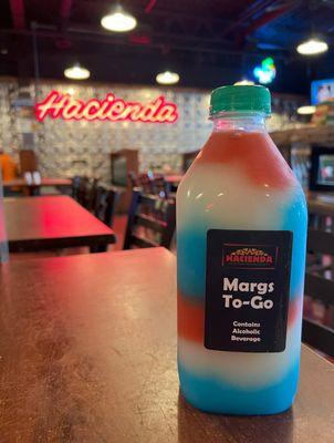 32 oz. Red, White, and Blue Frozen Margarita To Go! $16